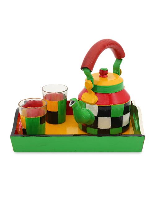 multicoloured handpainted tea set of 4 - 1250428 - Very Small Image - 1