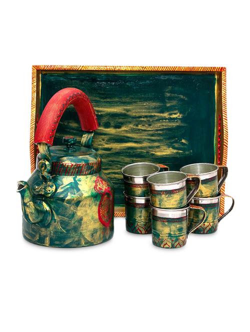 green and gold hand painted tea set - 1250432 - Very Small Image - 1