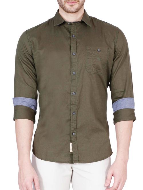 green cotton casual shirt - 12508062 - Very Small Image - 1