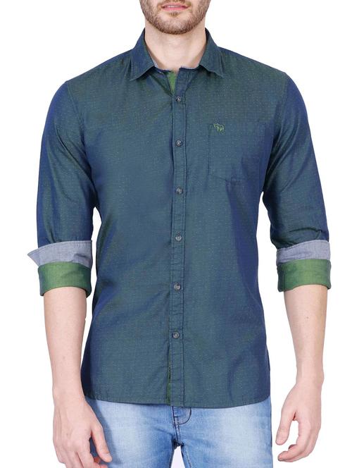 green cotton casual shirt - 12508066 - Very Small Image - 1