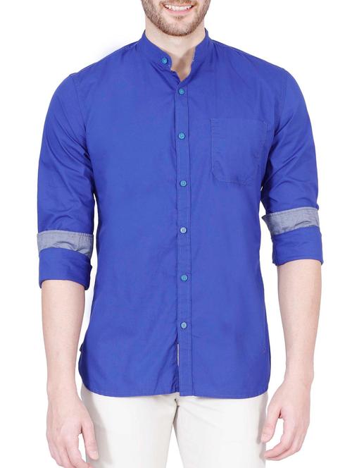 blue cotton casual shirt - 12508079 - Very Small Image - 1