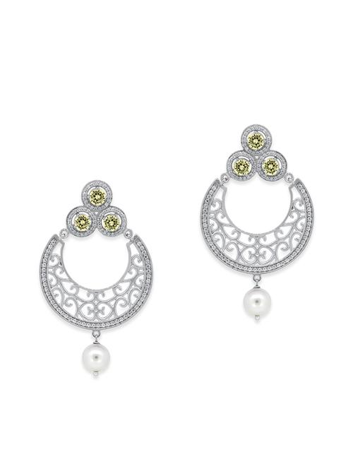 white silver chandbali earrings - 12508273 - Very Small Image - 1