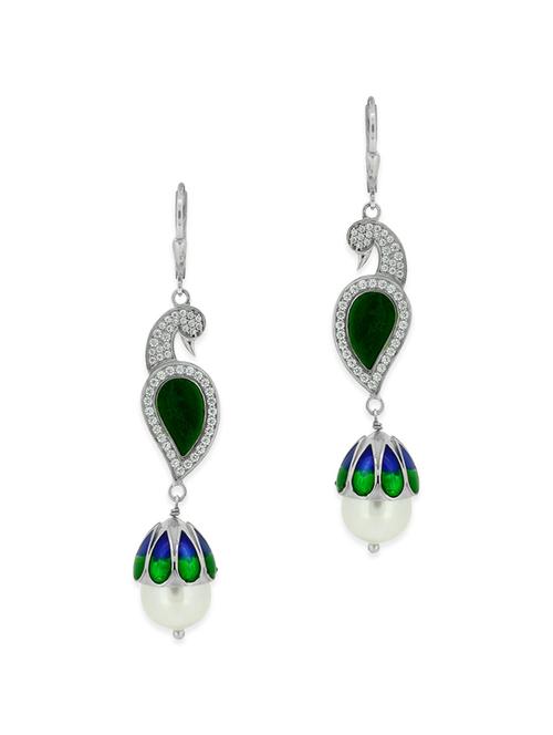 green silver drop earrings - 12508293 - Very Small Image - 1