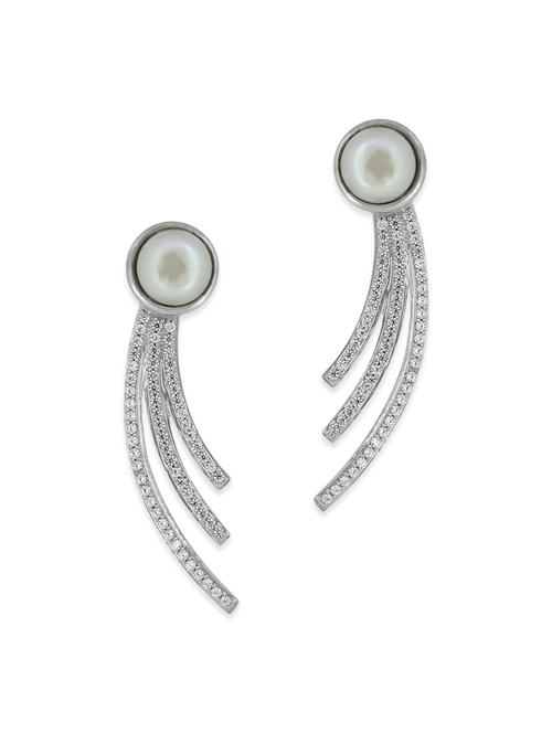 white silver drop earrings - 12508392 - Very Small Image - 1