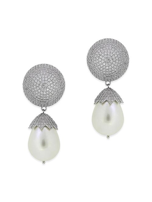 white silver drop earrings - 12508394 - Very Small Image - 1