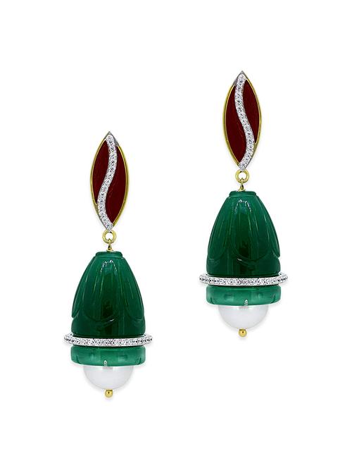 green silver drop earrings - 12508439 - Very Small Image - 1