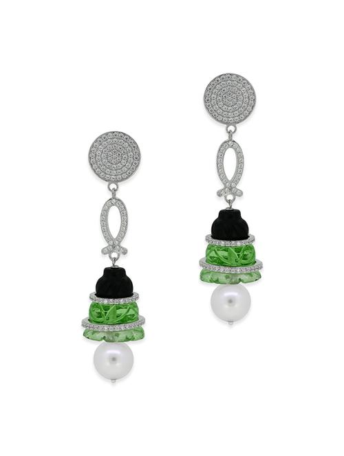 green silver drop earrings - 12508440 - Very Small Image - 1