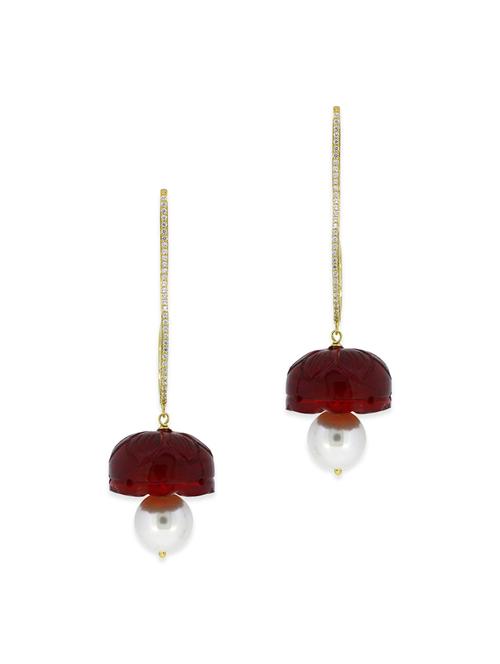 red silver drop earrings - 12508444 - Very Small Image - 1