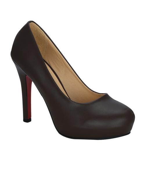 brown leatherette slip on pumps - 12508749 - Very Small Image - 1