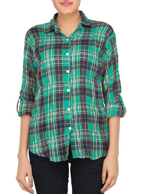 green checkered cotton regular shirt - 12513426 - Very Small Image - 1