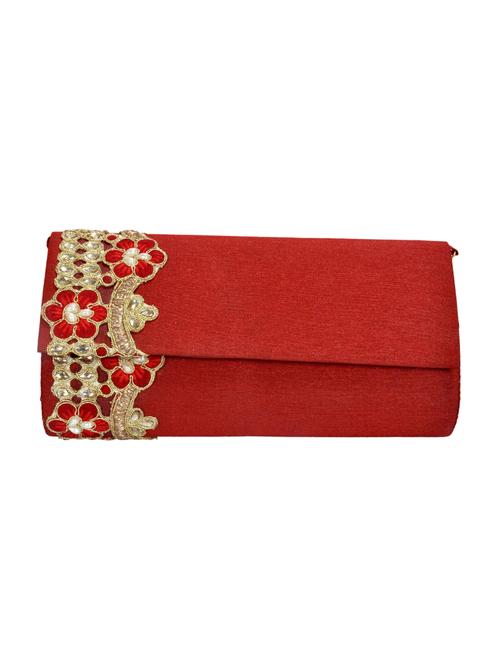 red cotton embellished clutch - 12516993 - Very Small Image - 1