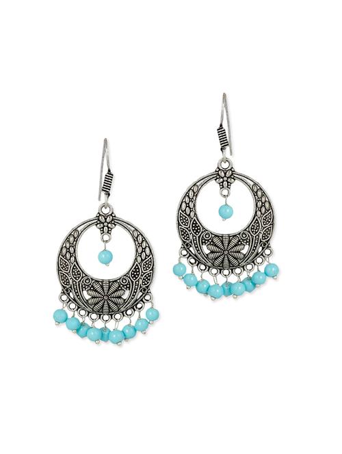 silver metal chandballi earrings - 12517258 - Very Small Image - 1
