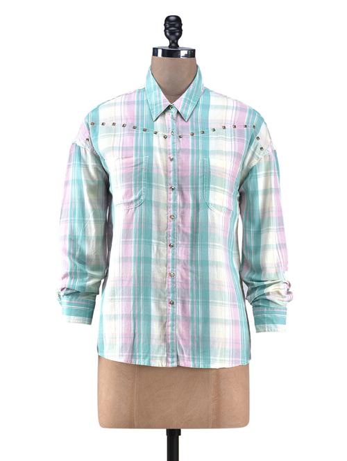 multicolored poly cotton low-high shirt - 1251769 - Very Small Image - 1