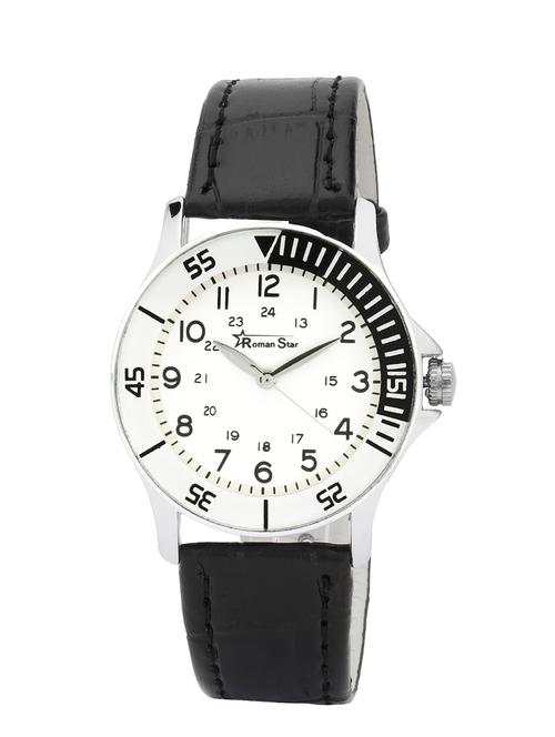 black leather strap analog watch - 12518068 - Very Small Image - 1