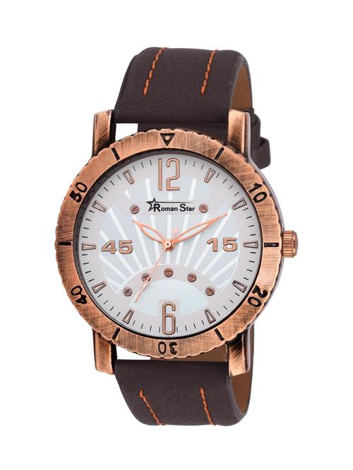 brown leather strap analog watch - 12518077 - Very Small Image - 1