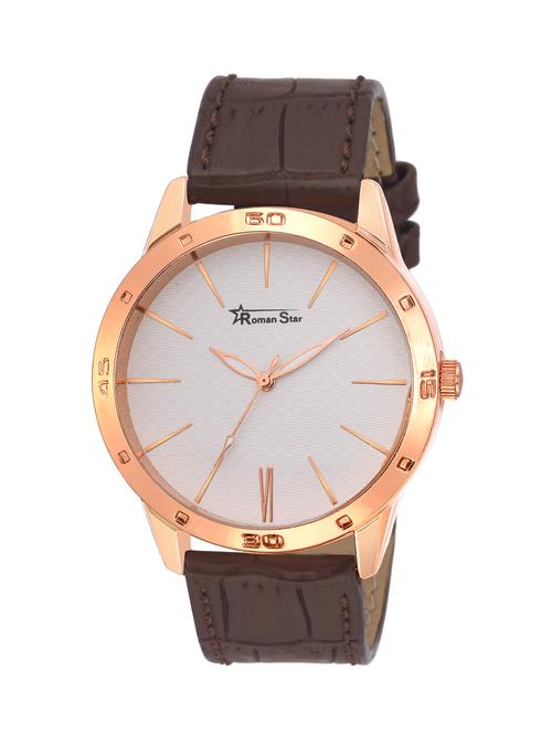 leather strap brown analog watch - 12518096 - Very Small Image - 1