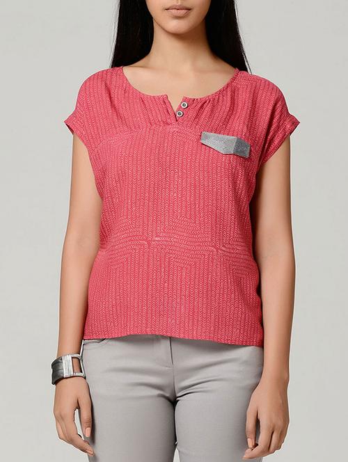pink printed modal top - 12519241 - Very Small Image - 1