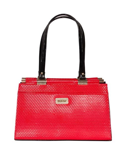 red synthetic leather textured handbag - 12522647 - Very Small Image - 1