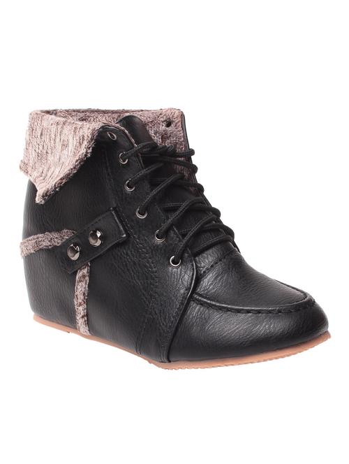 black faux leather ankle boot - 12523868 - Very Small Image - 1