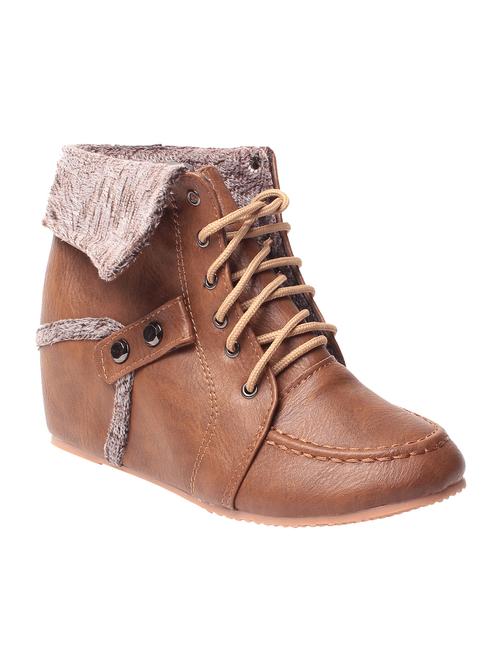 brown faux leather ankle boots - 12523869 - Very Small Image - 1