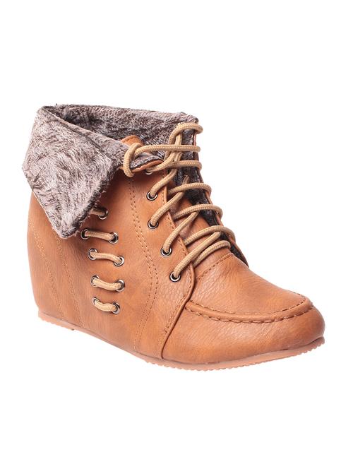 brown faux leather ankle boots - 12523871 - Very Small Image - 1