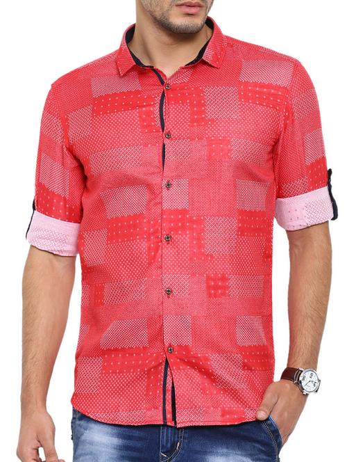 red cotton casual shirt - 12524481 - Very Small Image - 1