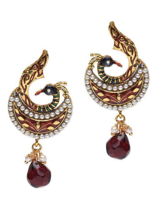 multicolor peacock jhumki earrings - 1252549 - Very Small Image - 1