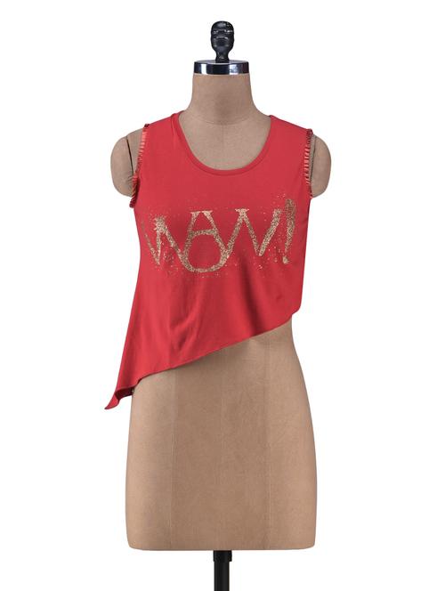 red cotton printed crop top - 1253166 - Very Small Image - 1