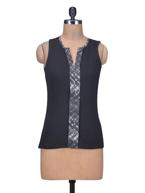 Black Viscose Sleeveless Top - 1253362 - Very Small Image - 1