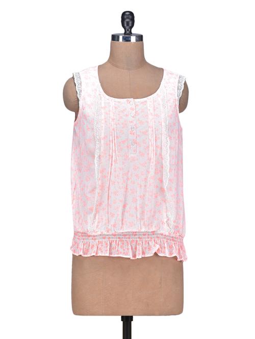 Pink Chiffon Printed Sleeveless Top - 1253363 - Very Small Image - 1