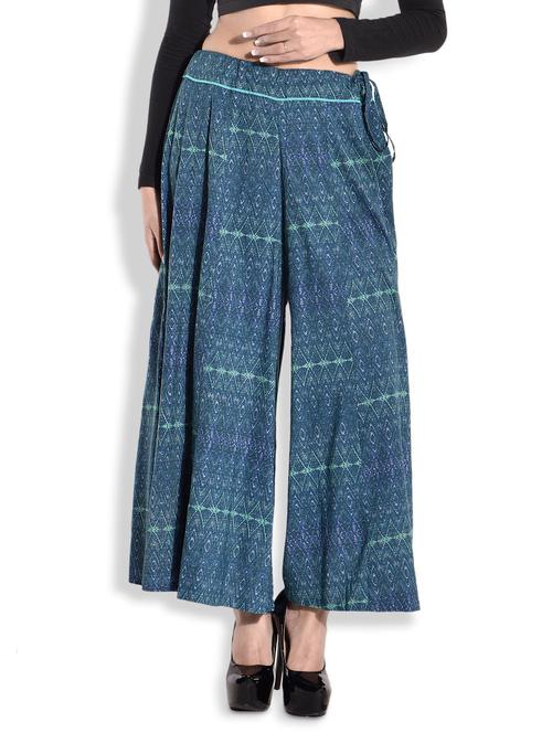 teal rayon ikat palazzo - 1253805 - Very Small Image - 1