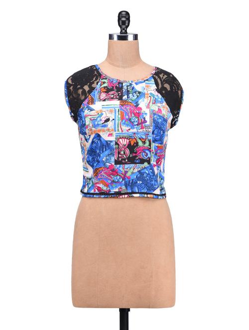 multicolored poly crepe printed top - 1254233 - Very Small Image - 1