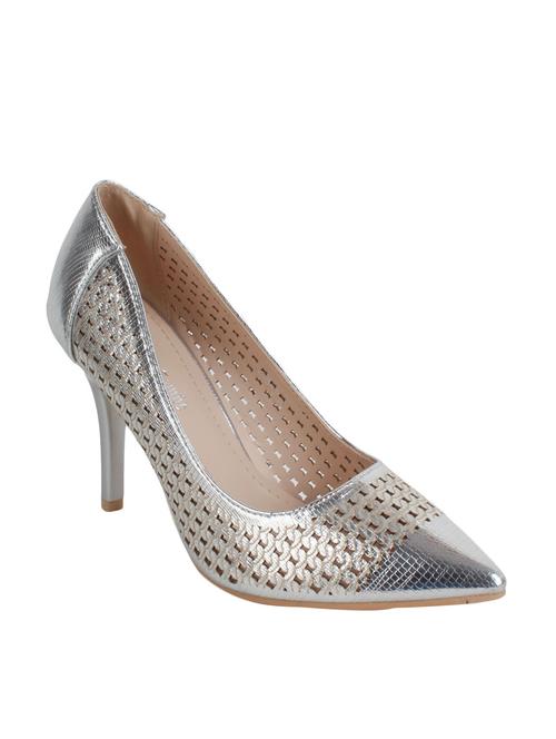 silver leatherette slip on pumps - 12543324 - Very Small Image - 1