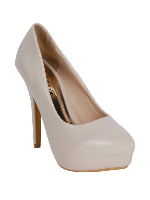 beige leatherette slip on pumps - 12543345 - Very Small Image - 1