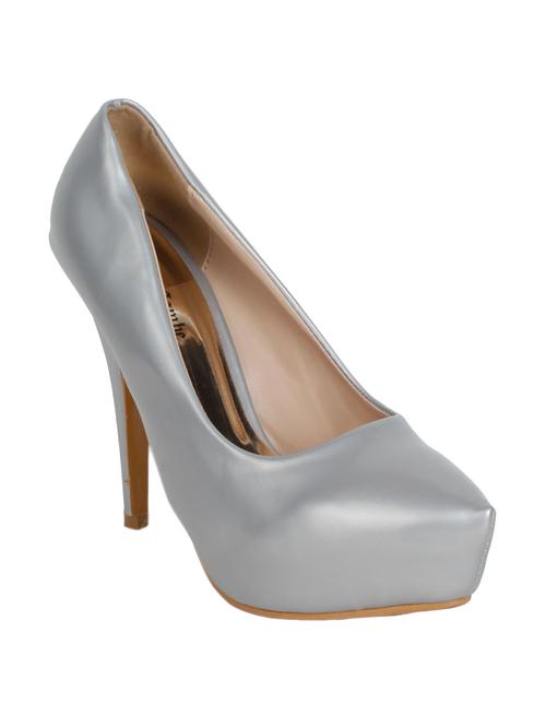 silver leatherette slip on pumps - 12543347 - Very Small Image - 1