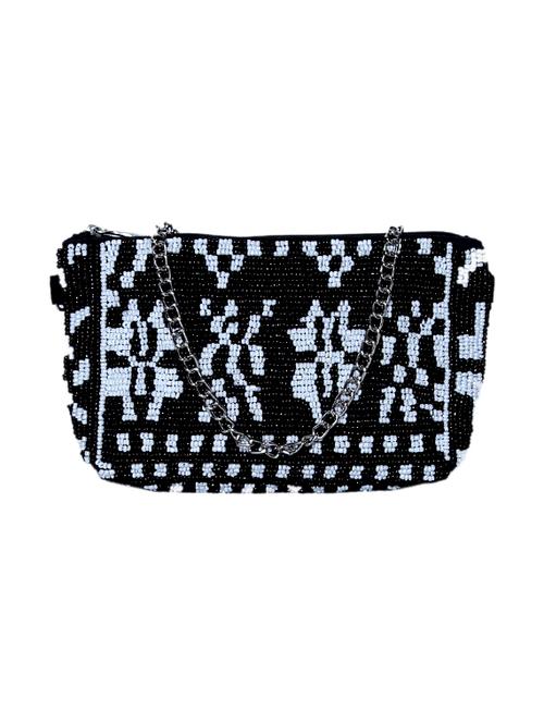 black & white cotton beaded sling clutch - 12552199 - Very Small Image - 1