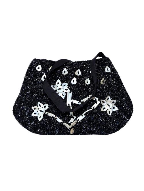 black cotton beaded sling clutch - 12552201 - Very Small Image - 1