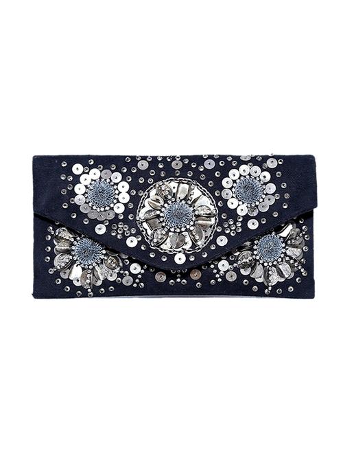 black cotton embellished clutch - 12552203 - Very Small Image - 1
