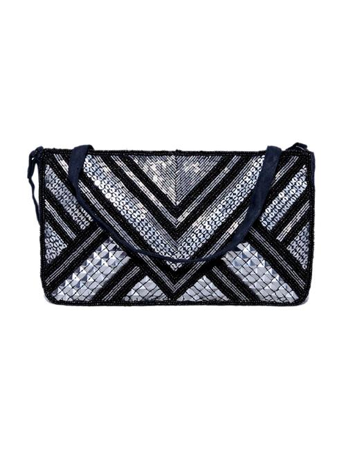 black & white cotton embellished clutch - 12552208 - Very Small Image - 1