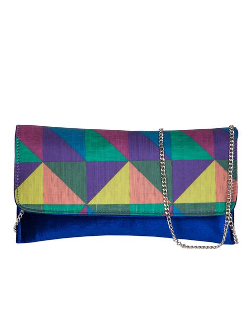 Blue printed leatherette sling clutch - 12553401 - Very Small Image - 1