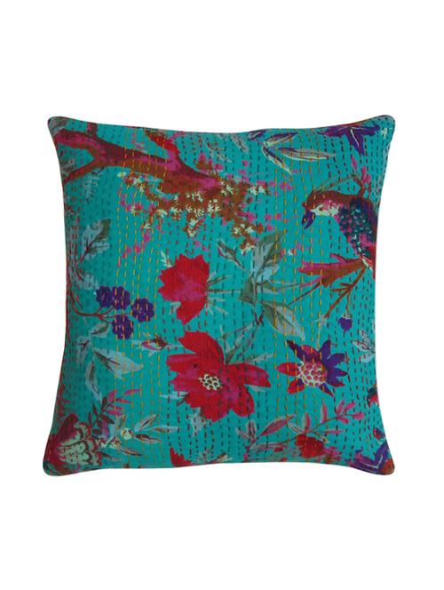 purvahi green ethinc traditional bird print kantha work sofa cushion sover - 12554210 - Very Small Image - 1