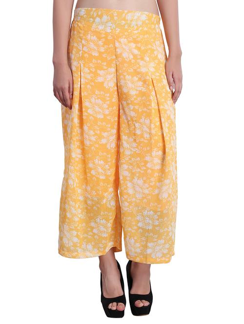 yellow cotton palazzos - 12555797 - Very Small Image - 1