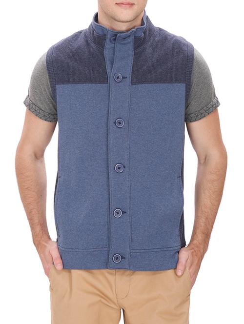 blue cotton casual jacket - 12558869 - Very Small Image - 1