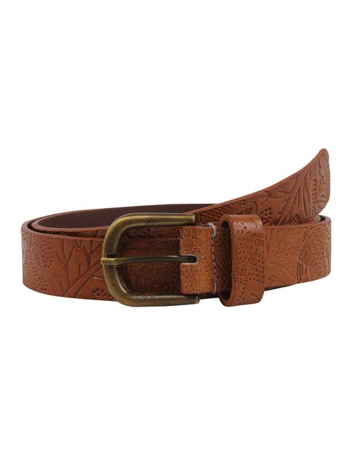 leather embossed tan belt - 12559232 - Very Small Image - 1
