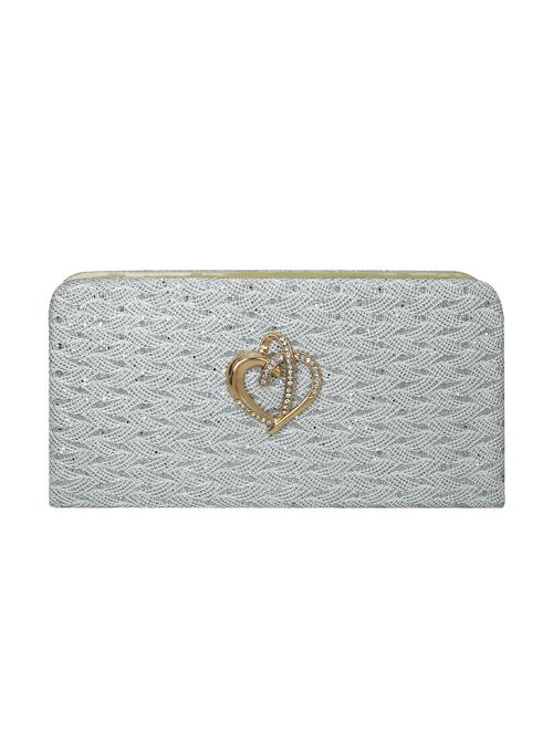 silver jute lace work clutch - 12560056 - Very Small Image - 1