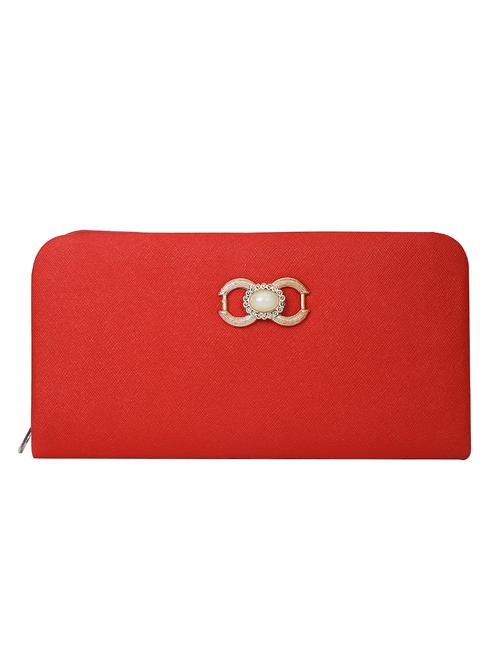 Red synthetic leather clutch - 12560060 - Very Small Image - 1