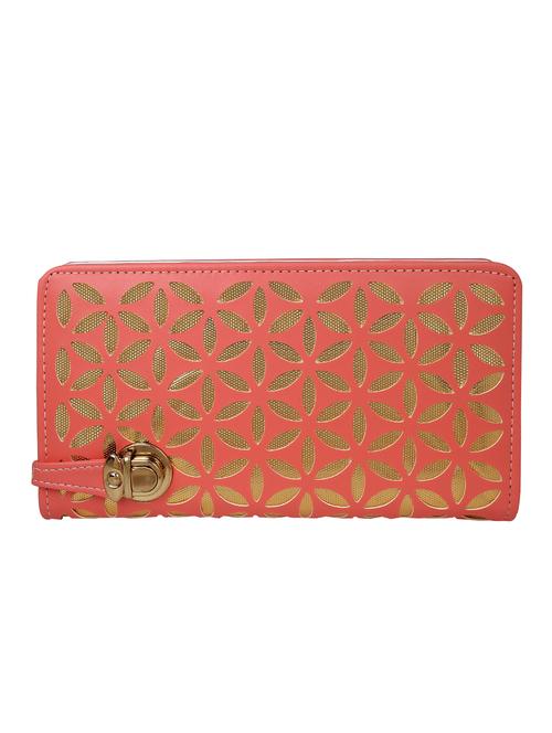 Orange synthetic leather cutwork clutch - 12560066 - Very Small Image - 1