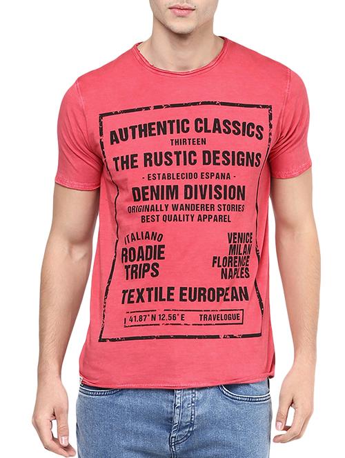 pink printed cotton t-shirt - 12560413 - Very Small Image - 1