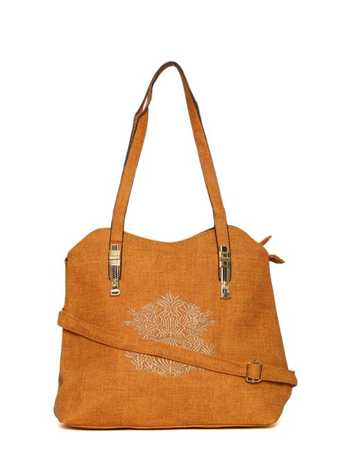orange leatherette embroidered handbag - 12562312 - Very Small Image - 1