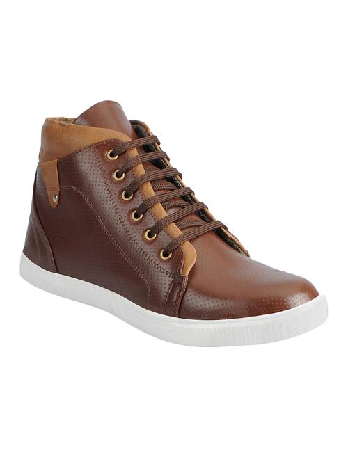 brown synthetic lace up sneakers - 12564184 - Very Small Image - 1